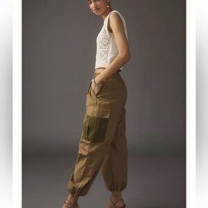 By Anthropologie khaki parachute front button pants size 29